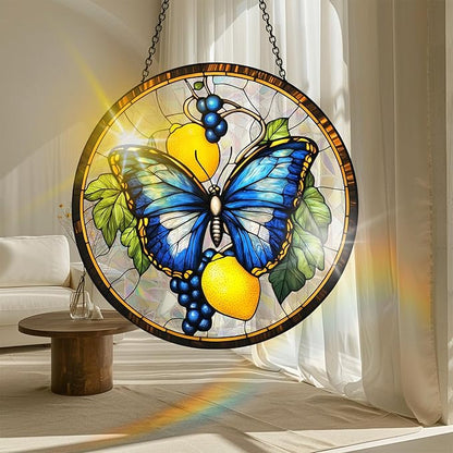 VAIIEYO Butterfly Acrylic Sun Catcher Window Hanging Decoration, 7.8 Inch Double-Sided Light Reflecting Ornament for Window, Garden, Porch or Balcony Decor, Housewarming, Gift for Natural Lovers