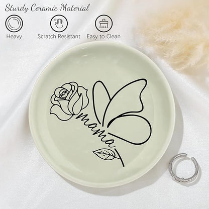 JoycuFF Mama New Mom Gifts for Women Jewelry Dish, Mama Mom to Be Gift Trinket Ring Dish New Mother Essentials