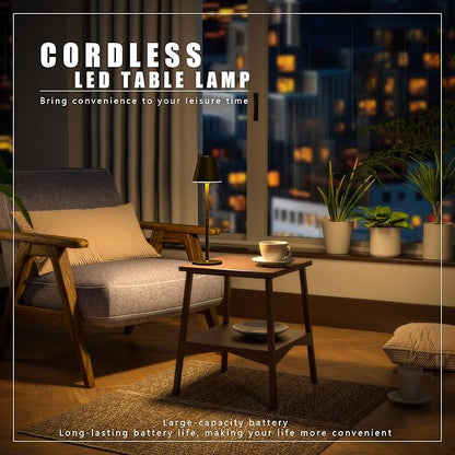 4-Pack Cordless Table Lamps - 5000mAh Rechargeable Battery Operated Desk Lamp, 3-Level Dimmable LED Night Light for Bedroom, Dining, Restaurant - Metal Design (Bronze 4PACK)