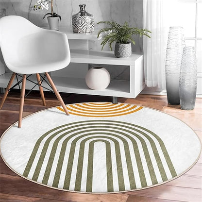Round Indoor Area Rug, 4ft, Abstract Art Medieval Rug, Bohemian Non-Slip Soft and Comfortable Rug, Suitable for Living Room Bedroom Bedside Sofa Children's Room
