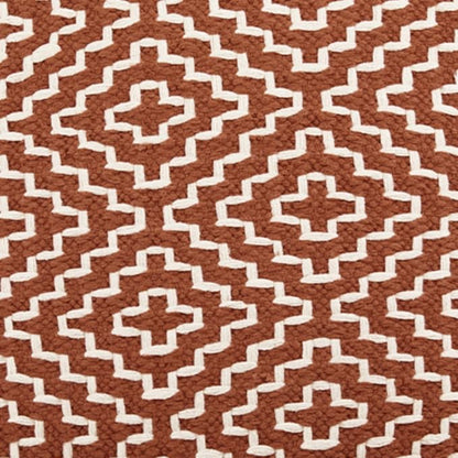 Signature Design by Ashley Brynnsen Casual Handwoven Geometric Pouf, Orange & White