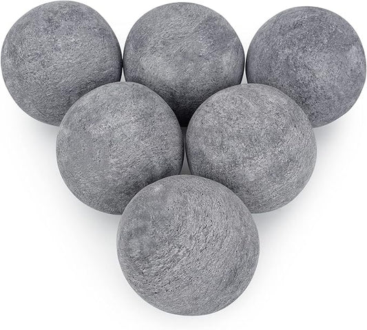 Stanbroil Ceramic Balls - 5” Round Fire Stones for Fire Pit Fire Bowl and Fireplace - Set of 6, Gray