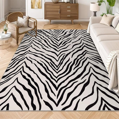 YIHOUSE Tiger Washable Area Rugs 5'x7', Black and Beige Modern Rug for Living Room, Bedroom, Ultra Thin Animal Stripe Print Rug for Girls Boys Nursery, Playroom, Dorm Room
