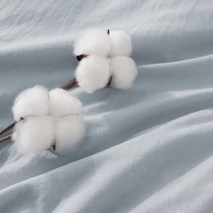 Bedsure 100% Stone Washed Cotton Duvet Cover Queen - Cornflower Blue Minimalist Duvet Cover Linen Like for All Seasons - GentleSoft™ Plain Simple Bedding (Cornflower Blue, Queen, 90"x90")