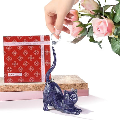 PUDDING CABIN Cat Lover Gifts for Women - Purple Cat Ring Holder Ring Stand Organizer - Purple Preppy Room Decor Aesthetic -Mothers Day Birthday Gifts for Women Mom Girls