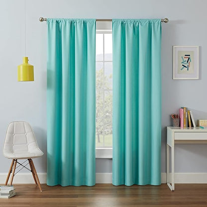 ECLIPSE Kendall Modern Blackout Thermal Rod Pocket Window Curtain for Bedroom or Living Room (1 Panel), 42 X 84, Pool