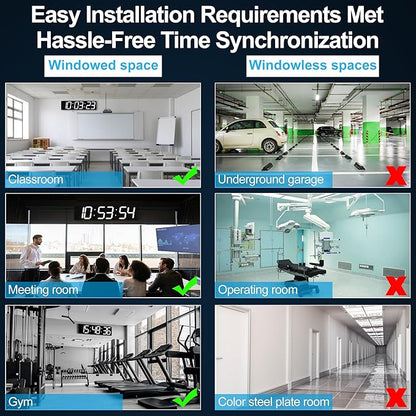 Large Digital Wall Clock 28" with GPS Auto-Sync, Remote Control & Timer, Wall-Mounted for Classroom, Office, Gym, Conference Room