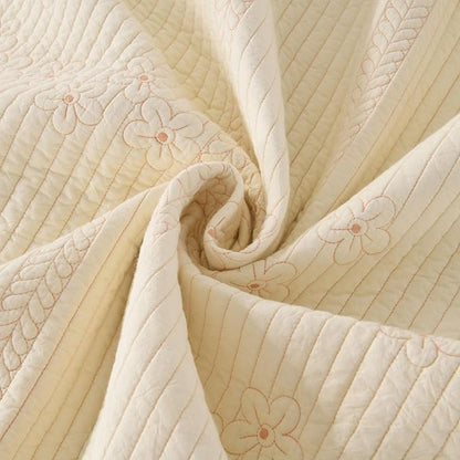 MarCielo 100% Cotton Quilt Set Lightweight Bedspread with Scalloped Edge, Farmhouse Vintage Bedding, All Season Use(Tu Beige,King (114"x102"))