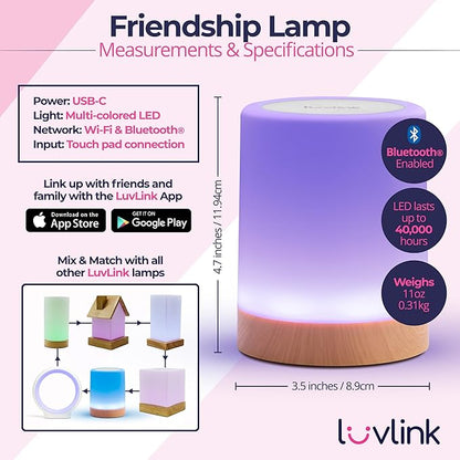 LuvLink Friendship Lamp v2.0 - Long Distance WiFi Touch Lamps for Couples, Friends & Family | Stay Connected from Anywhere – Easy App Setup – No Subscription (Set of Four)