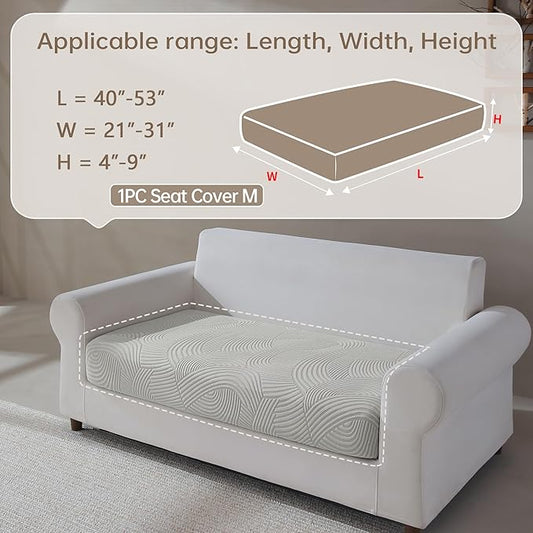 Couch Cushion Covers for Sectional and L Shaped Sofa, Stretch Soft Sofa Covers Washable Wear Resistant Slipcovers Furniture Protector Pet-Friendly (1PC Loveseat Cushion Cover, Light Gray)