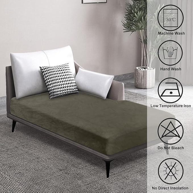 Couch Cover 1 Piece Chaise Lounge Cover Velvet Sectional Couch Cushion Covers Separate L Shape Sofa Slipcovers Furniture Protector for Dogs Pets (Chaise or Sofa 3-Seater, Olive Green)