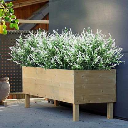 Outdoor Artificial Plant UV Resistant Fake Plants, Faux Plastic Greenery for Indoor Outside Hanging Plants Garden Porch Window Box Home Wedding Farmhouse Décor Outdoor Decorations for Patio (White)