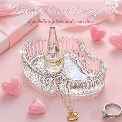 H&D HYALINE & DORA Crystal Heart Ring Holder Engagement Wedding Ring Holder For Jewelry, Christmas Birthday Gifts for Women,Her,Best Friend
