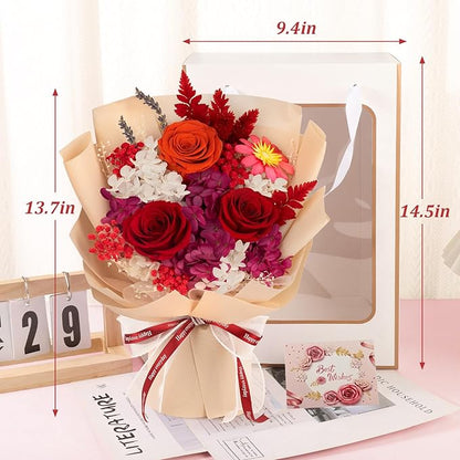 Flowers for Delivery Prime Preserved Flowers Bouquets That Last 3-5 Years Real Forever Flowers Rose Bouquet Mothers Day Gifts for Mom Anniversary Birthday Gift for Her Women Mom Grandma Wife Friends
