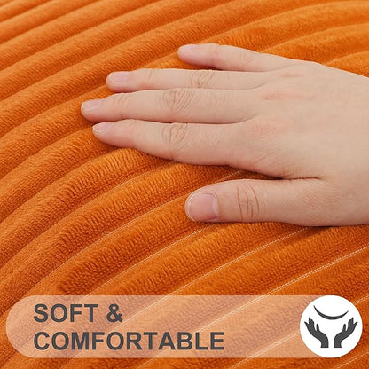 Simmore Decorative Throw Pillow Covers 20x20 Set of 2, Soft Natural Plush Flannel Double-Sided Fluffy Couch Pillow Covers for Sofa Living Room, Orange
