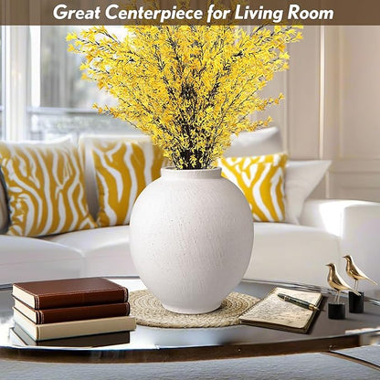 Large Ceramic Vase White Flower Vase,9.8 Inch Tall Big Vase for Home Decor,Minimalist Farmhouse Decorative Vase for Living Room,Dining Table,Bedroom,Kitchen,Entryway,Christmas