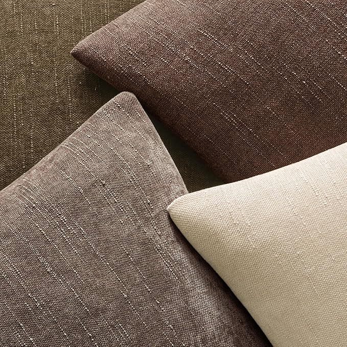 MIULEE Pack of 2 Decorative Throw Pillow Covers Soft Chenille Lumbar Accent Throw Pillows Solid Textured Cushion Covers for Couch Sofa Bedroom Living Room 20x12 Inch, Chocolate