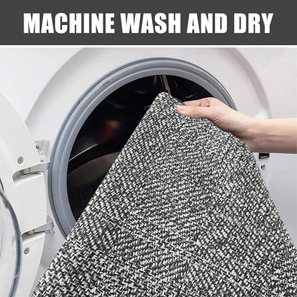 Collive Washable Area Rug 3' x 5', Modern Woven Kitchen Rugs, Grey/Cream Braided Cotton Rug Indoor Door Mat Throw Carpet for Entryway Living Room Nursery Mudroom Laundry Room
