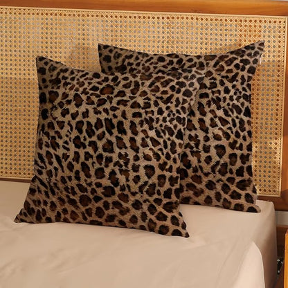 Cheetah Pillow Covers 18x18 Inch Set of 2 Leopard Brown Throw Pillows Animal Skin Print Pillow Cases Modern Decorative Pillows Outdoor Farmhouse Soft Cotton Cushion Case Decor for Couch Home