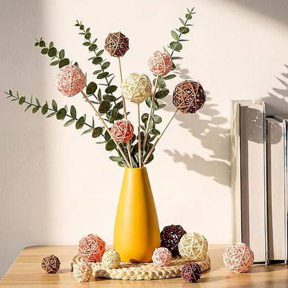 Patelai 36 Pcs Wicker Rattan Balls Decorative Balls for Vase Centerpiece Bowls Orbs Filler for Home Decor,4 Sizes(Boho,2.4'',2'',1.6'',1.2'')
