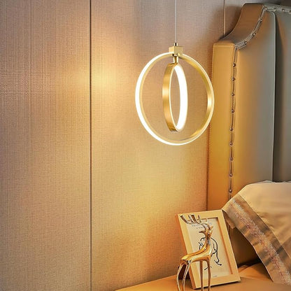 Modern LED Chandelier Gold Ring Pendant Light Fixtures 4000K Dimmable Height Adjustable Pendant Lighting for Dining Room Kitchen Island Bedroom Living Room Foyer（1-Pack）