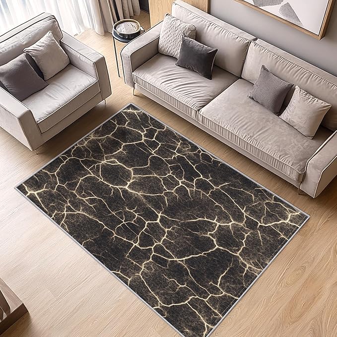 Abstract Rug 8x10 - Abstract Carpet, 2x3 Rug, Modern Marble Texture Rug & Home Decor, Contemporary Area Rug & Room Decor, Washable Non Slip Anti Skid Rugs