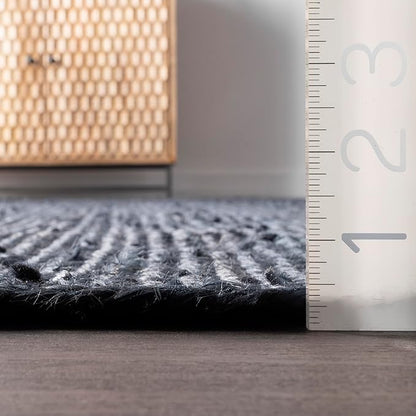 nuLOOM 5x8 Rigo Jute Hand Woven Area Rug, Navy, Solid Farmhouse Design, Natural Fiber, For Bedroom, Living Room, Dining Room, Hallway, Office, Kitchen, Entryway