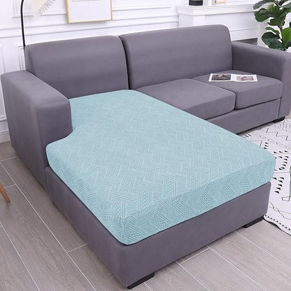 hyha Couch Cushion Covers, Stretch Sofa Seat Cushion Slipcover, Sectional Couch Covers L Shape with Elastic Bottom for Sectional Sofa(Chaise, Lake Blue)