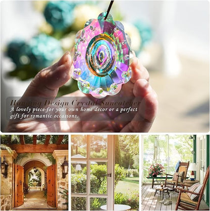 76mm Colorful Crystal Peacock Prism Sun Catcher Rainbow Pendants Maker, Hanging Crystal Prisms for Windows, for Feng Shui, for Gift