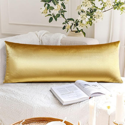 Artscope Luxury Velvet Pillow Covers Super Soft Decorative Rectangle Throw Pillow Covers Case Cushion Covers for Sofa Couch Bedroom Car Decor 14x36 Inch Shimmery Gold