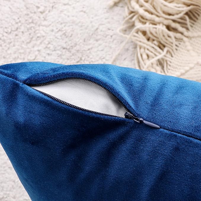 NiNi ALL Decorative Throw Pillow Covers Velvet 12x20 Inch Pack of 2 Blue Cushion Covers Soft for Couch Sofa Bedroom Living Room Outdoor