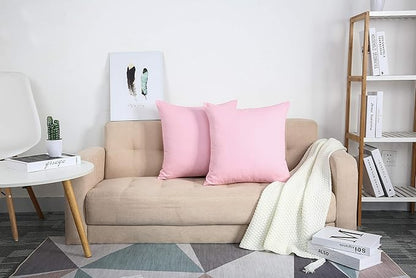 TangDepot Handmade Decorative Solid 100% Cotton Canvas Throw Pillow Covers/Pillow Shams, (18"x18", Salmon Pink)