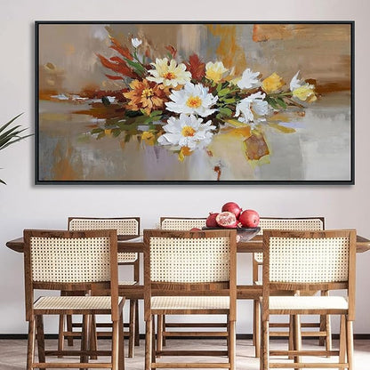 Yellow Floral Wall Art - Large Abstract Wall Art Canvas for Bedroom and Living Room - Framed Pictures for Living Room Wall Decor - Modern Artwork for Bedroom Above Bed 29×58IN