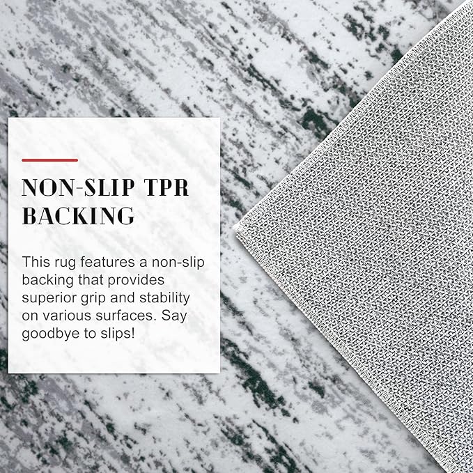 Modern Abstract Runner Rug 2.6x16, Black Grey White Washable Long Kitchen Runner Non-Slip Soft Hallway Rug Runner Thin Print Faux Wool Carpet for Entryway Bedroom Laundry Room Indoor Home Decor