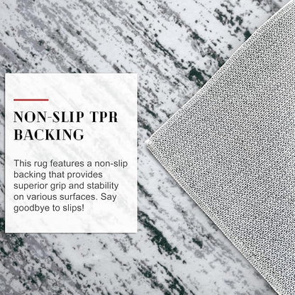 Modern Abstract Runner Rug 2x12, Black Grey White Washable Long Kitchen Runner Non-Slip Soft Hallway Rug Runner Thin Print Faux Wool Carpet for Entryway Bedroom Laundry Room Indoor Home Decor