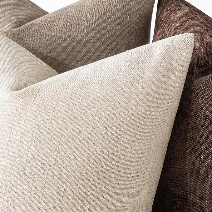 MIULEE Pack of 2 Decorative Throw Pillow Covers Soft Chenille Throw Pillows Solid Textured Cushion Covers Christmas Home Decor for Couch Sofa Bedroom Living Room 18x18 Inch, White