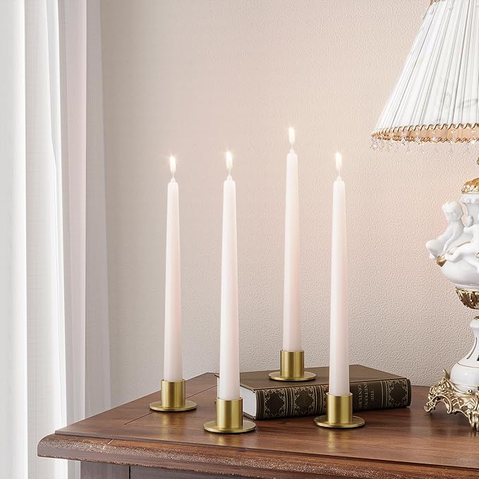 12 Pcs Brass Candle Holders Bulk - Elegant Taper Candle Holders, Classic Brass Candlestick Holders for Table Centerpiece, Festive Christmas Mantel Display or Sophisticated Home Decor
