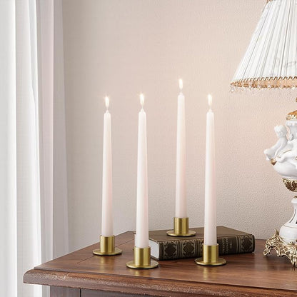 2 Pcs Brass Candle Holder - Elegant Taper Candle Holders, Classic Brass Candlestick Holders for Table Centerpiece, Festive Christmas Mantel Display or Sophisticated Home Decor