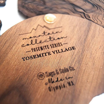 Yosemite National Park Wooden Coasters | El Capitan, Half Dome, Cathedral Rocks, Yosemite Village.