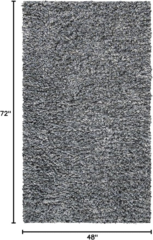 SAFAVIEH Sheep Shag Collection 4' x 6' Silver SSG212G Handmade 1-inch Thick Area Rug