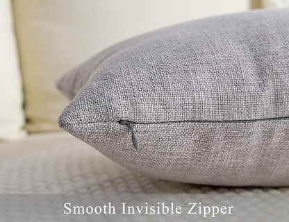 Stellhome Pack of 2 Burlap Throw Pillow Covers Farmhouse Linen Cushion Covers Pillowcase, Home Decor Decorations for Sofa Couch Bed Chair 22x22 Inch/55x55 cm, Grey