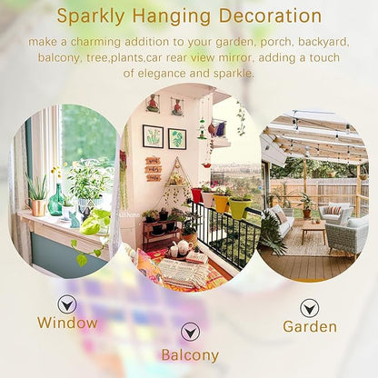 HDCRYSTALGIFTS Set 2 Crystal Sun Catcher Prisms Pendant for Window Hanging Decor,3inch AB Colored Crystal Suncatchers Rainbow Maker Light Catcher for Home Indoor Garden Christmas Tree Ornament
