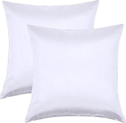 Aiking Home 24x24 Inches Faux Silk Square European Shams, Zipper Closure, White (Set of 2)