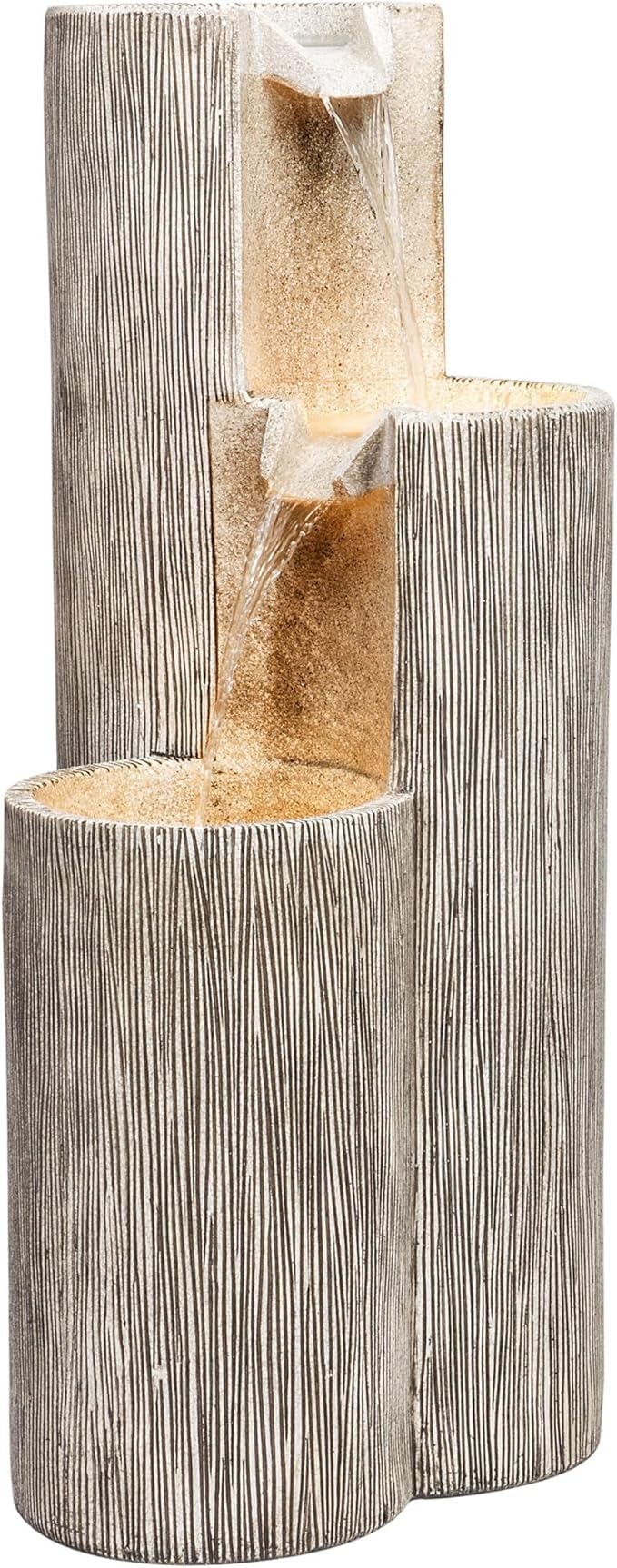 Alpine Corporation GIL1482 41” Outdoor 3-Tiered Weathered Stone Water Fountain with Natural Stone Look - Garden Water Feature for Patio, Lawn & Yard Decoration, Gray
