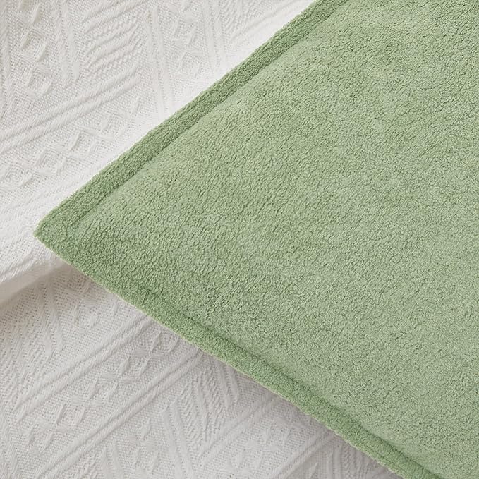 Kevin Textile 12x24 Inch Lumbar Pillow Cover 1 Pack Soft Boucle Textured Decorative Waterproof Rectangle Cushion Elegant Accent Pillow for Couch Sofa Chair Bed Home Decor Indoor Outdoor Sage Green