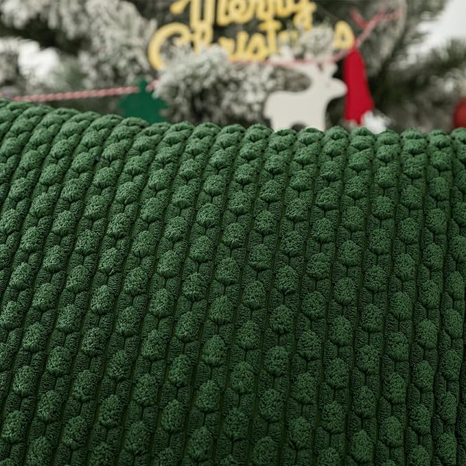 Kevin Textile 20x54 Inch Long Body Lumbar 1 Pack Boho Decorative Throw Pillow Cover Soft Striped Corduroy Rectangle Cushion Case Farmhouse Accent for Living Room Couch Sofa Bed, Dark Green