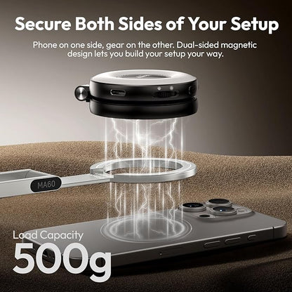ULANZI MA60 Magnetic Phone Tripod Stand for iPhone - Aluminium Smartphone Mini Tripod Pocket Cell Phone Stand Strong Magnet Quick Mount Compatible with iPhone 16 15 14 13 13 Series, Silver