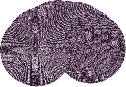 AHHFSMEI Round Braided Placemats 15 Inch Round Table Mats for Dining Tables Natural Woven Heat Resistant Place mats Set of 8 (Plum Purple)