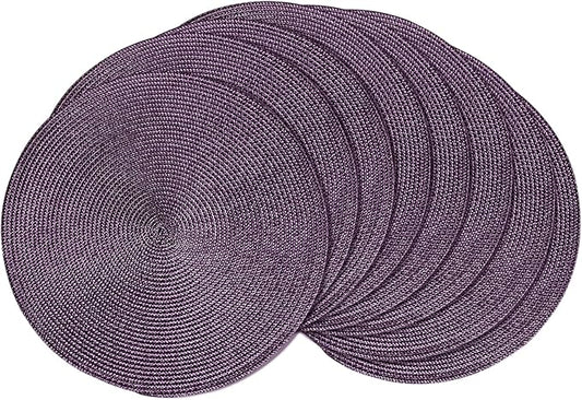 AHHFSMEI Round Braided Placemats 15 Inch Round Table Mats for Dining Tables Natural Woven Heat Resistant Place mats Set of 8 (Plum Purple)