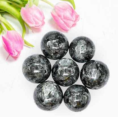 Amazing Gemstone Larvikite Crystal Ball - 1" Inches Crystal Sphere Meditation Balls for Witchcraft and Decorative Balls - Crystals and Healing Stones Beginners Gift (Pack of 1)